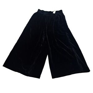 NWT Anthropologie Pants Women's Plus Size 1X Black Wide Leg Crop Velvet Pull On